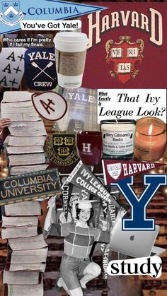 the collage shows many different items and words