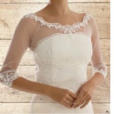 Bridal Bolero Some Stretch Tulle/Lace So Beatiful, Clear Bottoms On Back That Looks So Elegant. Nice Ivory Color. Lace Bolero Wedding, Wedding Dress Cover Up, Wedding Dress Bolero, Wedding Dress Cover, Slip Wedding Dress, Dress Topper, Elegant Bridal Gown, Bridal Cover Up, Bolero Wedding