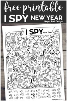 the free printable i spy new year coloring page for kids to color and share