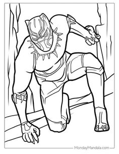 an image of a man in the spiderman coloring page with his hands on his knees