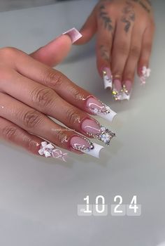 Baddie Nails, Long Acrylic, Nails White, Luxury Nails, Dope Nails, Long Acrylic Nails, Nails Acrylic, Nails Inspo