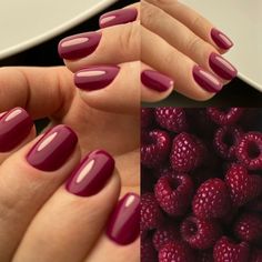 Raspberry Nail Polish, Dark Raspberry Nails, Deep Berry Nails, Shellac Nails Autumn, Raspberry Red Nails, Raspberry Nails Design, Raspberry Color Nails, Cranberry Nail Color