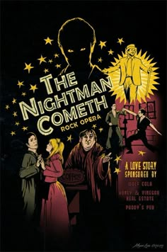 the nightman comet poster with various characters and their names on it's back