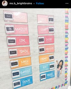 a bulletin board with different types of labels on it