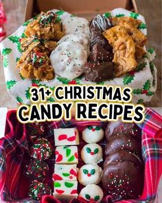 christmas candy in a box with the words 31 christmas candy recipes written on top and below