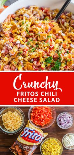 this crunchy fritos chili cheese salad is the perfect side dish for any party