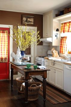 the kitchen is clean and ready to be used for cooking or dining room decorating