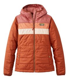 Our Mountain Classic hooded jacket has it all: iconic style, lightweight warmth and weather protection, all at a great price. Slightly Fitted. Best with midweight layer. Falls at hip. Center back length: Petite 25", Regular 26", Plus 27". Shell and lining: 100% polyester. Insulation: 55% recycled polyester, 45% polyester. Machine wash and dry. Water Resistant: Yes Wind Resistant: Yes Insulation: Yes, 80-gram ColdShield™ lightweight thermal synthetic insulation Pockets: Two hand pockets with snap Ll Bean Jacket, Iconic Style, Ll Bean, L L Bean, Pacific Northwest, Outerwear Women, Cold Day, Iceland, New Outfits