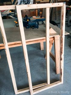 an unfinished table being built in a shop