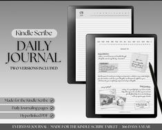 the daily journal is open and ready to be used on ipad, tablet or kindle