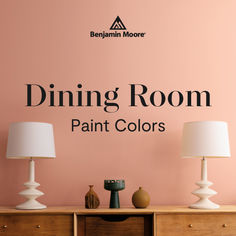 the dining room paint colors are shown in this image, with two lamps on top