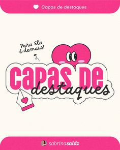 the spanish text capas de destaques is in pink and white with an image of