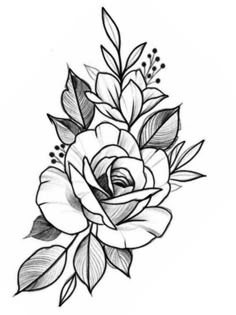 a black and white rose tattoo design