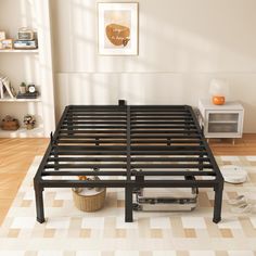 PRICES MAY VARY. IDEAL SIZE DESIGN - The size of the full size bed frame: 53.4" x 74.5", Suitable Mattress: 54" x 75". Maximum weight capacity of this full bed frame: 3500 lbs. There is 12.4 inches from the floor, which provides enough space for storing boxes, clothes, toys, quilts, etc. NOISE ELIMINATION - No Box spring needed for the full size platform bed frame. Rubber cushion of the bed full size frame is good for noise elimination, Every bed legs designed with anti-scratch gaskets to protec Bedroom Guest Rooms, Storage Bed Frame Queen, King Size Metal Bed Frame, Full Size Metal Bed Frame, Black Queen Bed, California King Platform Bed, Bed Full Size, Bed Frame Platform, California King Bed Frame