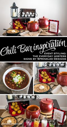 the cover of chili bar inspiition is shown with pictures of food and drinks