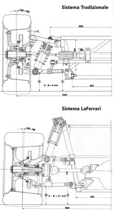 two drawings showing the different parts of a machine