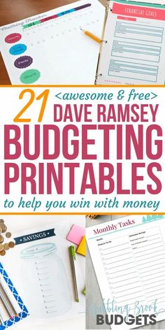 budgeting printables with the text 21 awesome and free dave ramsey budgeting printables to help you win with money