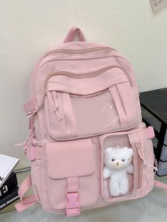 Cute Student Schoolbag, Large Capacity Zipper Simple Schoolbag With Bear Schoolbag For Elementary Students Middle School Students High School Students Large Capacity Shoulder Schoolbag Fashion Casual Campus Pairing Computer Schoolbag Travel Backpack Travel Travel Holiday Vacation Outdoor Sports School Students Gift For Girlfriend Daughters Pairing Computer Schoolbag Travel Backpack Travel Travel Holiday Vacation Outdoor Sports School Pink Preppy   Polyamide Animal,Letter,Plain Classic Backpack Middle School Backpacks, Pusheen Backpack, Couples Accessories, Kindergarten Backpack, Kids School Backpack, Girl Backpacks School, Dance Bag, Childrens Backpacks, Cute Backpacks