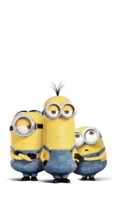 three minions from the movie despicable memes standing in front of each other