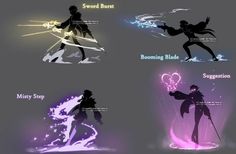 four different silhouettes of the same character