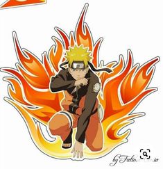 the character naruto is sitting on fire