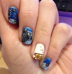 Polar Express Nail art Polar Express Themed Nails, Christmas Nails Polar Express, Polar Express Nail Art, Polar Express Tattoo, Polar Express Nails, Train Nails, Pride Nail, Express Nails, Teen Nails