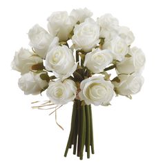 a bouquet of white roses on a white background