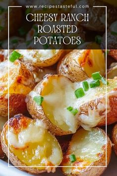 cheesy ranch roasted potatoes in a white bowl