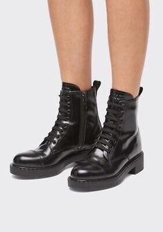 PRADA Women's Black Brushed Leather Lace Up Combat Boots Size 39  | eBay Lace Up Combat Boots, Fashion Shop, Leather Lace, Lace Up Boots, Boot Shoes Women, Leather And Lace, Formal Event, Combat Boots, Prada