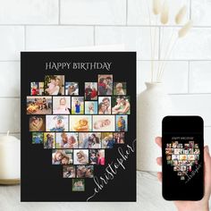 a happy birthday greeting card with photos on it