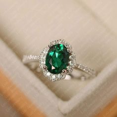 Lab emerald ring May birthstone oval cut halo ring | Etsy Antique Emerald Engagement Ring, Square Cut Engagement Rings, Sterling Silver Halo Ring, Green Engagement Rings, Emerald Cut Solitaire Ring, Emerald Engagement Ring Green, Vintage Emerald Engagement Ring, Silver Halo Ring, Emerald Ring Vintage