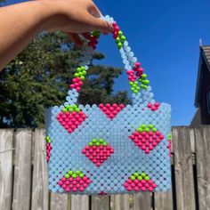 Like a refreshing dip in the water on a Summer's day, this bag is both cool and cute  A Cuteryko exclusive. Designed by Cuteryko and available nowhere else! Size: 13x19cm  handle: 17cm Summer Beaded Shoulder Bag For Daily Use, Beaded Shoulder Bag For Daily Use In Summer, Summer Beaded Pouch Bag, Summer Beaded Rectangular Beach Bag, Summer Beaded Bucket Bag, Summer Beaded Bags For Daily Use, Trendy Beaded Bag As Gift, Trendy Beaded Bag For Gift, Trendy Beaded Bag As A Gift