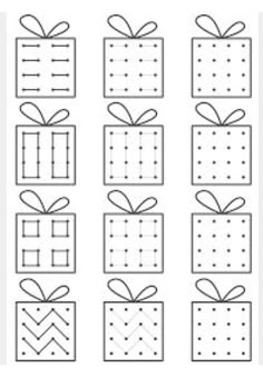 printable worksheet for kids to learn how to draw gift boxes with numbers