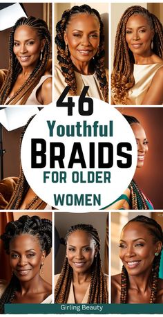 46 Youthful and elegant braids hairstyles for women over 50, perfect for adding elegance and flair to your look. From classic braided updos to chic twists and sophisticated styles, find inspiration for ageless beauty. #BraidForWomenOver50 Styles With Braids For Black Women, Twist Braids Updo Hairstyles Black, Up Do Box Braids Hairstyles, Hairstyle For African Women, Styles Of Braids For Black Women, Sophisticated Braids For Black Women, Box Braids For Women Over 50, Crochet Braiding Hairstyles, Braids On Older Women Over 50