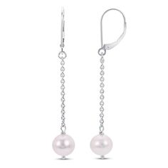 These gorgeous dangle earrings for her feature a classic freshwater cultured pearl hanging from a 2-inch cable chain. The sterling silver earrings secure with lever backs. Pearl Dangle Earrings, Pearl Earrings Dangle, Accessories Jewelry Earrings, Earrings Sterling Silver, Cultured Pearls, Sterling Earrings, Cable Chain, Sterling Silver Earrings, Silver Earrings