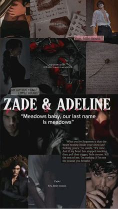 the poster for zade and adeline, which is featured in an advertisement