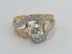 two tone gold and white diamond ring