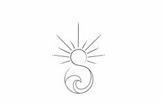 the letter s is for sun with rays coming out from behind it on a white background