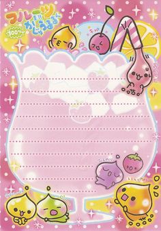 a pink and yellow birthday card with cartoon characters on it