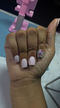 Nails On Practice Hand, Nails Gems Rhinestones, Cute Nails Acrylic, Nails Gems, Classy Almond Nails