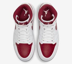 WMNS Air Jordan 1 Mid "Reverse Chicago" White Pomegranate, Jordan Model, Jordan 11 Retro Low, Womens Air Jordans, Air Jordan 6, Jordan 11 Retro, Air Jordan 11, Red Design, Gorgeous Shoes