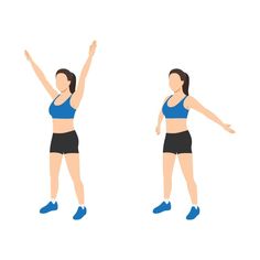 a woman in blue top and black shorts doing exercises