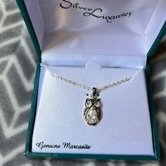 Bnib Genuine Marcasite 18” Silver Plated Owl Necklace. Purchased From Kohls A Few Years Back. Comes From A Smoke Free Pet Friendly Home Sliver Necklace, Kohls Jewelry, Real Diamond Necklace, Bar Pendant Necklace, Halo Necklace, Silver Necklace Statement, Owl Jewelry, Owl Necklace, Butterfly Necklace