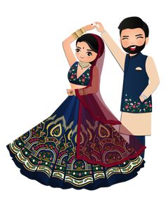 Hindu Bride And Groom Cartoon, Bride Groom Caricature, Foreign Wedding, Creative Wedding Invitations Design, Groom Colours, Alt Bride