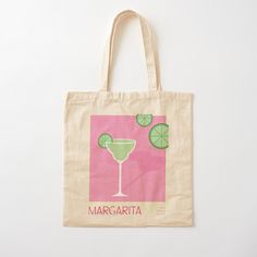 a tote bag with an image of a margarita on it