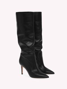 Boots for Women HANSEN | Gianvito Rossi Designer Knee-high Boots With Pointed Toe For Night Out, Chic Snip Toe Knee-high Party Boots, Elegant Heeled Boots With Sculpted Heel And Snip Toe, Chic Evening Knee-high Snip Toe Boots, Pointed Toe Calf Leather Heeled Boots With 4-inch Heel, Chic Snip Toe Knee-high Boots For Party, Chic Snip Toe Knee-high Boots For Evening, Designer Knee-high Boots With Pointed Toe For Party, Pointed Toe Boots With 4-inch Heel In Calf Leather