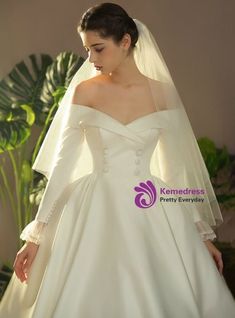 White Ball Gown, White Ball Gowns, Long Sleeve Wedding Dress, Western Wedding Dresses, 파티 드레스, Off The Shoulder Long Sleeve, Sleeve Wedding Dress, Ivory Wedding Dress, Princess Wedding Dresses