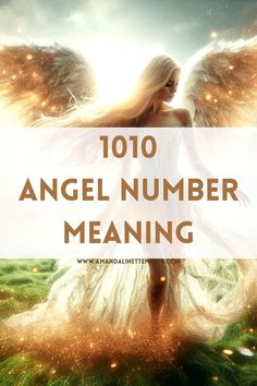 an angel with white wings and the words 1010 angel number meaning in front of it