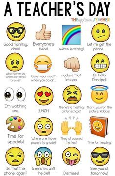 a teacher's day poster with different emoticions and words on the front