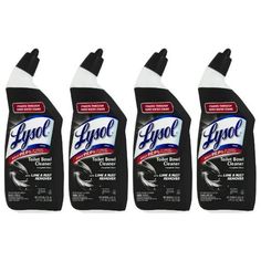 four bottles of lysol liquid on a white background